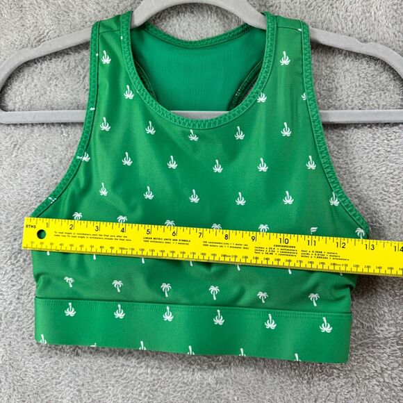 Fabletics Top Shorts Womens XS Green Palm Tree Workout Set Padded Bra Motion365 - Picture 8 of 14